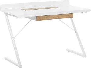 Schreibtisch weiß / heller Holzfarbton 120 x 60 cm Schublade FOCUS