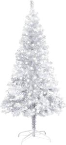 Künstlicher Weihnachtsbaum mit LEDs & Ständer Silbern 120cm PET