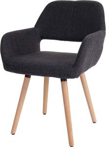 Esszimmerstuhl HWC-A50 II, Stuhl Küchenstuhl, Retro 50er Jahre Design ~ Textil, dunkelgrau, helle Beine