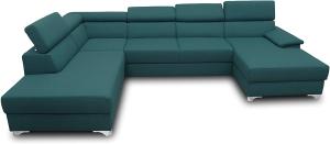 DOMO. collection Niria Wohnlandschaft | Eckcouch mit Rückenfunktion | Sofa U Form Couch, großes Ecksofa, grün/Petrol, 167x337x230 cm