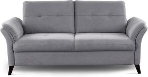 CAVADORE 3er Sofa Grönland / Skandinavische 3-Sitzer-Couch mit Federkern + Sitztiefenverstellung / 193 x 90 x 102 / Flachgewebe, Grau
