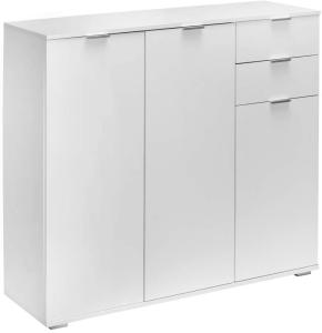 Deuba Highboard Alba mit 3 Türen 2 Schubladen 107x101x35 cm Modern Flur Kommode Sideboard Anrichte Beistellschrank Weiß