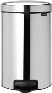 Brabantia Newicon Treteimer, Mülleimer, Abfalleimer, Brilliant Steel, 12 L, 113581