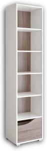 Stella Trading MARA Elegantes Babyzimmer Standregal - stilvoll in weiß, Eiche Sonoma Optik - 45 x 197 x 35 cm (B/H/T)