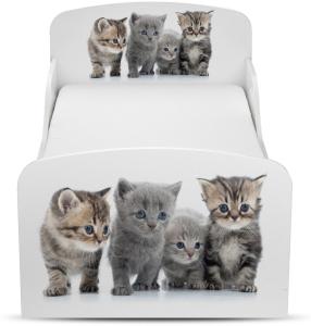 Leomark Kinderbett 70x140 cm, Kätzchen, mit Matratze und Lattenrost