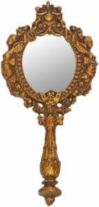 Casa Padrino Barock Handspiegel Antik Gold 13 x H. 28 cm - Antik Stil Schminkspiegel - Barock Deko Accessoires