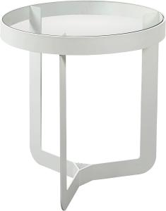 SPINDER 'Douglas' Beistelltisch Platte Glas Rahmen Stahl Weiß ø46x50cm TB370-01-16