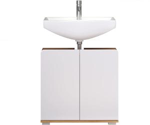Waschbeckenunterschrank Ciara weiß Hochglanz und Eiche 60 cm