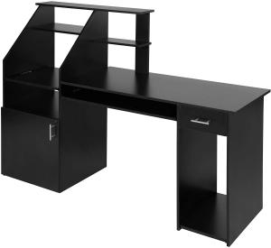 Computertisch 164,5 x 55 x 114,5cm - schwarz