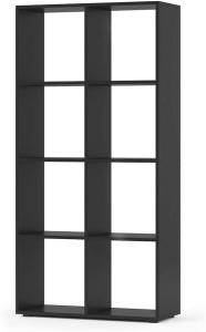 Vicco Raumteiler Scutum 8 Fächer Schwarz 140 x 72 cm - Regal Bücherregal Standregal Aktenregal Raumtrenner