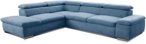 Cavadore Ecksofa Alkatraz / Großes Sofa in L-Form mit Ottomanen links und verstellbaren Kopfstützen/ Modernes Design / 274 x 66 x 228 cm / Blau
