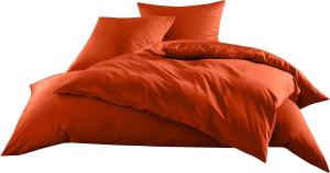 Mako-Satin Baumwollsatin Bettwäsche Uni einfarbig zum Kombinieren (Bettbezug 240 cm x 220 cm, Orange) viele Farben & Größen