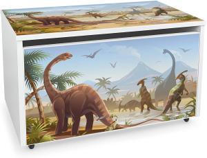 Leomark Spielzeugtruhe auf Rädern, Dinosaurier Jurassic