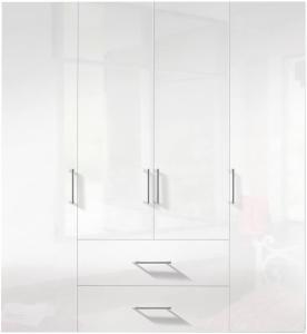 Drehtürenschrank 'Brooklyn', Weiß/Polarweiß, ohne Spiegel, ca. 200x216x58 cm