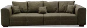 CAVADORE Big Sofa Mavericco inkl. Kissen / XXL-Couch mit tiefen Sitzflächen und modernem Design / 287 x 69 x 108 / Lederoptik dunkelgrün