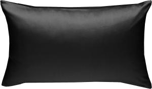 Bettwaesche-mit-Stil Mako-Satin / Baumwollsatin Bettwäsche uni / einfarbig schwarz Kissenbezug 50x70 cm