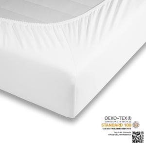 Traumhaft gut schlafen, Spannbettlaken aus Baumwolle, hohe Flexibilität dank 5% Elasthananteil : 120-130 cm x 180-220 cm Weiß
