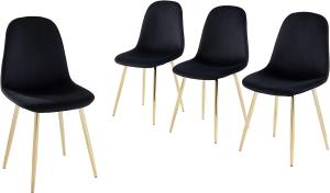 BAÏTA Lena OR Set mit 4 Stühlen, Samt schwarz, L44cm