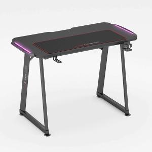 eXcape Gaming Tisch A10 mit LED Beleuchtung 100cm (+10cm Extensions) x 60cm - Carbon-Optik, Schreibtisch Gaming - inkl. Getränkehalter, Kopfhörerhalter - PC Tisch, Gamer Desk