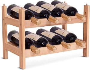 Costway Weinregal aus Holz mit 2 Ebenen für 8 Flaschen stapelbar/erweiterbar