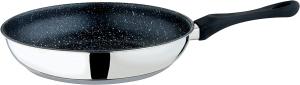 Mepra Fantasia Skillet-28cm, Stainless Steel, Stir Fry Pan with Eterna Stone Coating, Bakelite Handle | Kitchen Cookware, 28 CM Skillet, Black