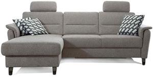 Cavadore Ecksofa Palera mit Federkern / L-Form Sofa mit Longchair links / 244 x 89 x 164 / Stoff Hellgrau