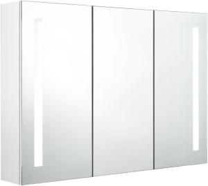 LED-Bad-Spiegelschrank 89x14x62 cm Glänzendes Weiß