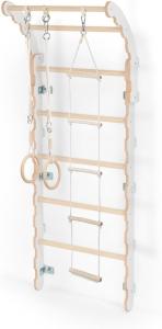 MAMOI 'Midi Klettergerüst Indoor', Sprossenwand 175 cm, Turnringe, Strickleiter, ab 3 Jahren