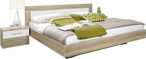 Rauch Möbel Venlo Bett Doppelbett mit 2 Nachttischen, Eiche Sonoma / Weiß, Liegefläche 160x200 cm, Stellmaß Bett-Anlage inklusive Nachttische BxHxT 265x83x205 cm