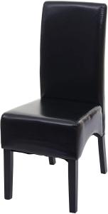 Esszimmerstuhl Latina, Küchenstuhl Stuhl, Leder ~ schwarz, dunkle Beine