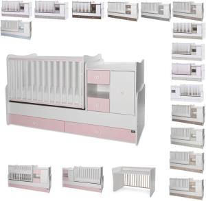 Lorelli Babybett, Jugendbett 3 in 1 Mini Max umbaubar, für 2 Kinder gleichzeitig pink