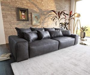 Big-Sofa Sirpio XL 270x125 cm Anthrazit Vintage Kedernaht