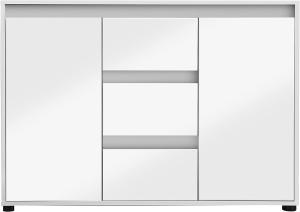 Sideboard Sol | weiß Hochglanz / grau | Lack | 119 cm