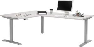 Schreibtisch >EDJUST< (BxHxT: 200x120x150 cm) in Metall platingrau - weiß matt