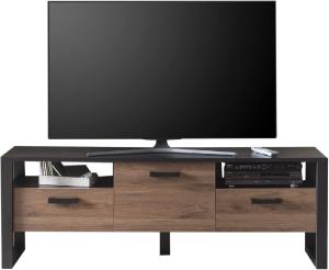 TV-Unterschrank Jami 180x63x43 Lowboard Schwarz-Okapi Nuss/Okapi Nuss 10132