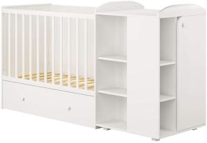 Polini kids 'Fench 950' Kombi-Kinderbett 60x120 cm, Ameli, weiß, mit integrierter Wickelkommode, Umbausatz und Bettschublade, umbaubar zum Jugenbett 90x200 cm