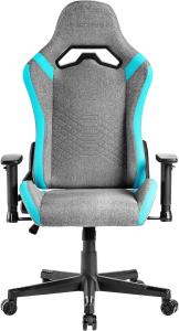 Mars Gaming MGC-PRO, Professioneller Gaming-Stuhl, Atmungsaktive Textiloberfläche, 2D-Armlehnen und 135° Verstellbare Rückenlehne, Soft-Touch Lenden- und Nackenkissen, XL-Rollen, Blau