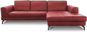 CAVADORE Ledergarnitur Benda/ Großes Ecksofa mit XL-Longchair rechts & Federkern / Inkl. Sitztiefenverstellung / 284 x 87 x 175 / Echtleder: Rot