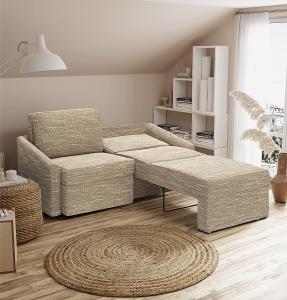 DOMO. collection Relax Couch | Dauerschläfer Boxspring Sofa mit Schlaffunktion | 2-Sitzer Schlafsofa Gästebett | 168 x 96 x 86 cm | beige-braun