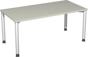 Schreibtisch, höhenverstellbar, lichtgrau/ silber, 68-80 x 160 x 80 cm
