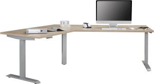 Schreibtisch >EDJUST< (BxHxT: 248x120x158 cm) Metall platingrau - Sonoma-Eiche