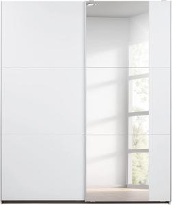 Rauch Möbel Santiago Schrank Schwebetürenschrank Weiß mit Spiegel 2-türig inkl. Zubehörpaket Classic 4 Einlegeböden, 2 Kleiderstangen, 1 Hakenleiste, BxHxT 175x210x59 cm