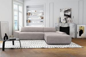DOMO Collection Florencia Ecksofa, L-Form, Eckcouch, Sofa, Couch, Polstermöbel, Silber, 306 x 195 cm