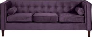 Jeronimo Sofa 3-Sitzer Samtvelours Purple Buche Nussbaumfarben