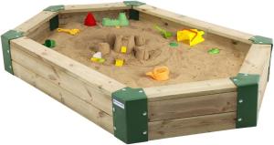 Sandkasten aus Holz, 6-eckig, Holzsandkasten, Sandbox Sandkasten ohne Abdeckung