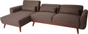 Sofa HWC-J20, Couch Ecksofa, L-Form 3-Sitzer Liegefläche Schlaffunktion Stoff/Textil 280cm ~ braun