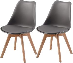ALBATROS Esszimmerstühle AARHUS 2-er Set, Grau mit Beinen aus Massiv-Holz, Eiche, skandinavisches Retro-Design