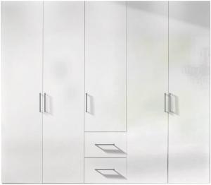 Drehtürenschrank 'Brooklyn', Weiß/Polarweiß, ohne Spiegel, ca. 250x216x58 cm