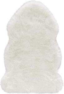 Weicher Kunstfell Teppich in Fellform Superior Uni White cremeweiß 90x140 cm Fellform