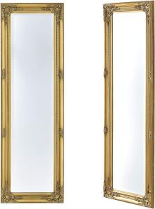 Wandspiegel Livorno 132x42 cm Ganzkörperspiegel im Eukalyptusholz Rahmen Antik Gold [en. casa]